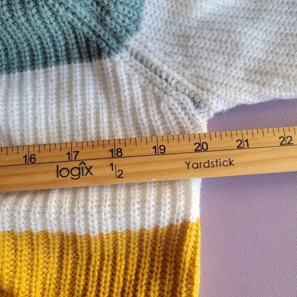 Full Circle Trends Sage Mustard Rust Stripe Knit Sweater L‎ Adjustable Tie Fall - Picture 7 of 8